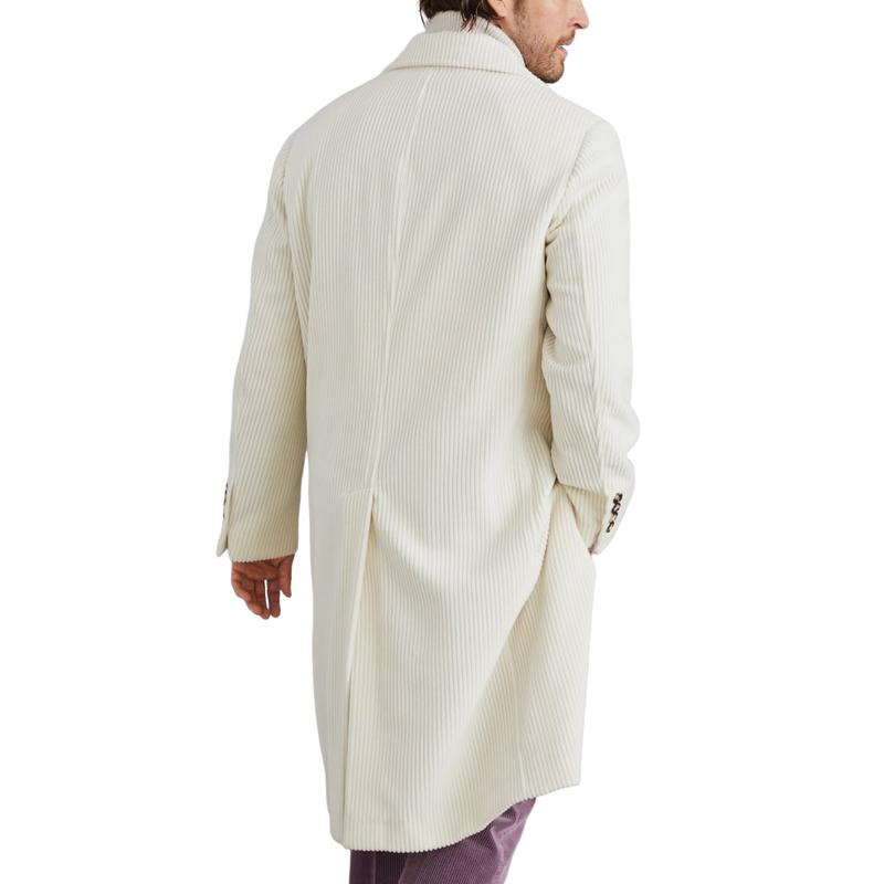 Men's Casual Corduroy Length Knee-length Lapel Coat and Pants Two-piece Set 9877926740152