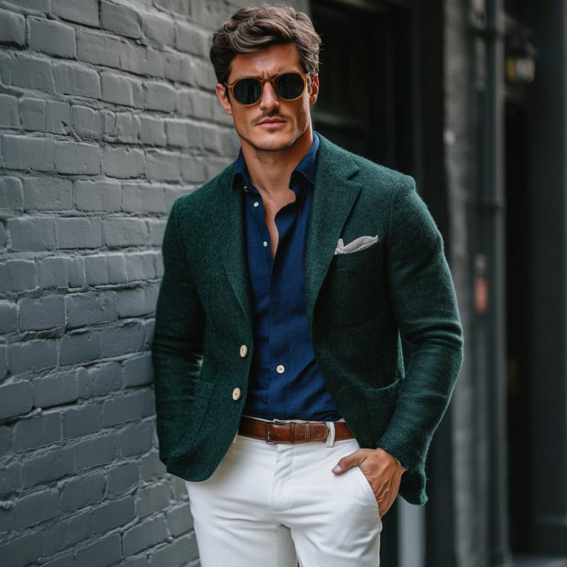 Men's Vintage Woolen Notch Lapel Single-breasted Slim-fit Blazer 9880236687544