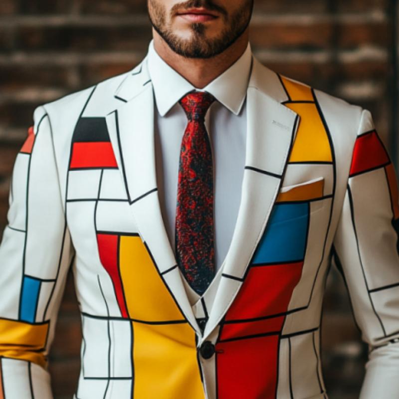 Men's Classic Retro Artist Print Slim Fit Single Breasted Blazer 9274169065656