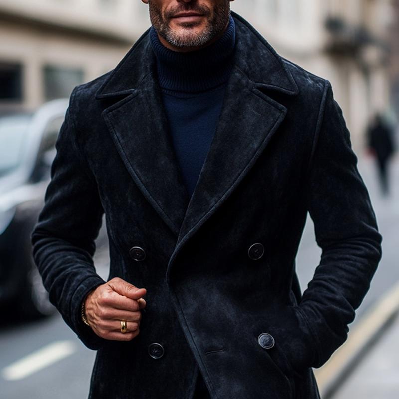Men's Fashion Solid Notch Lapel Double Breasted Casual Coat 9261104464056