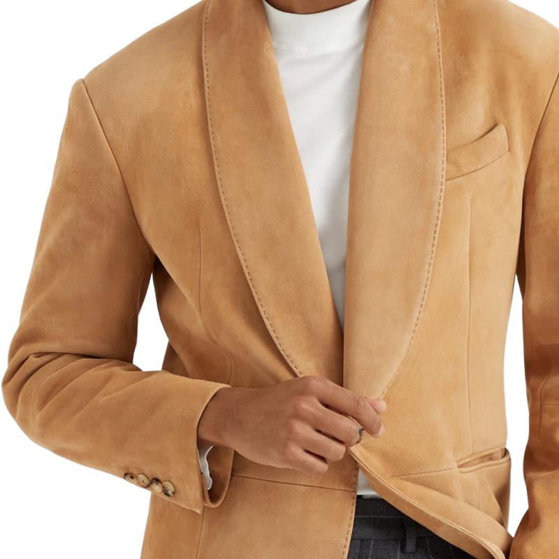 Men's Fitted Business Suede Lapel Blazer 9882785120440