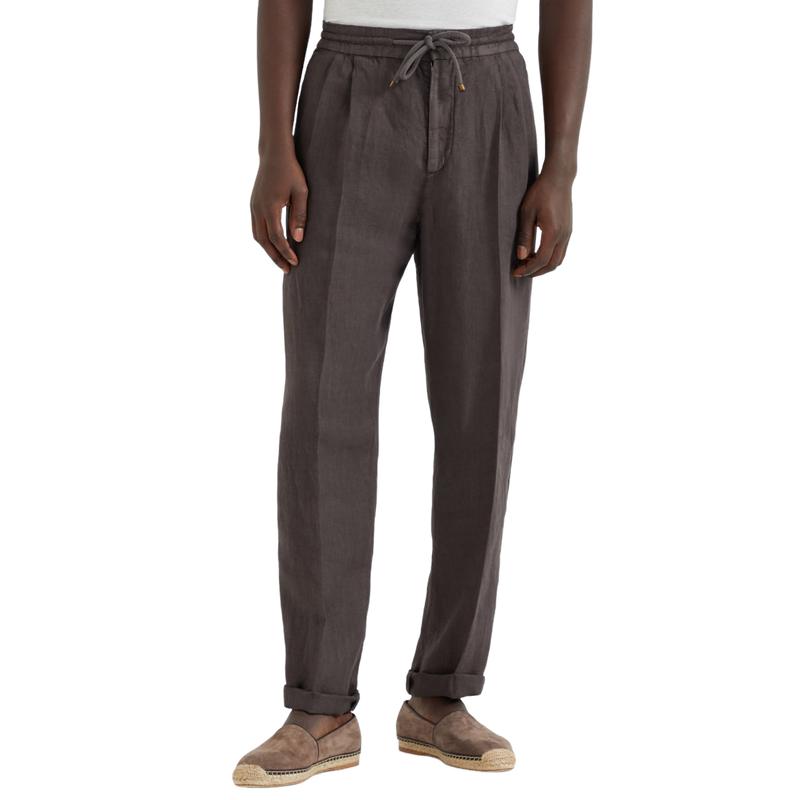 Men's Loose Drawstring Elastic Waist Linen Casual Pants 9890061975736