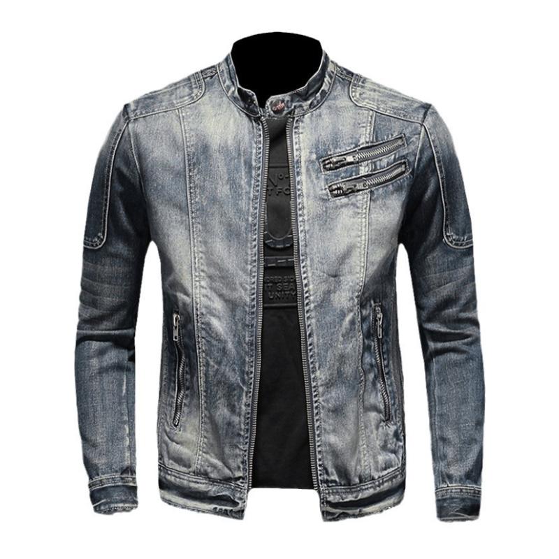 Men's Vintage Stand Collar Zipper Jacket Cycling Motorcycle Jacket 9261087195320