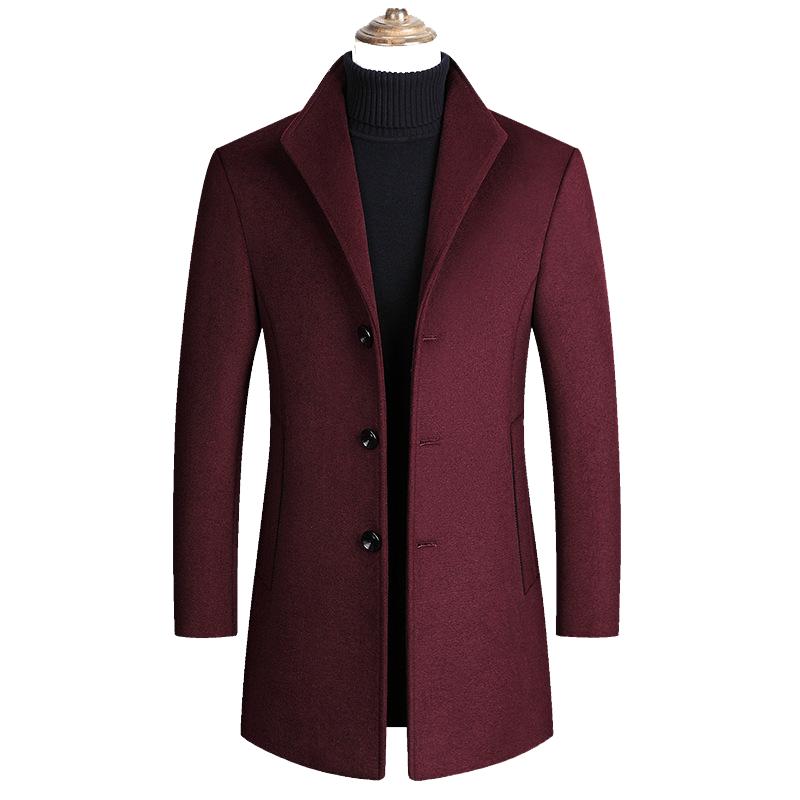 Men's Lapel Single Breasted Woolen Coat 9261100564664