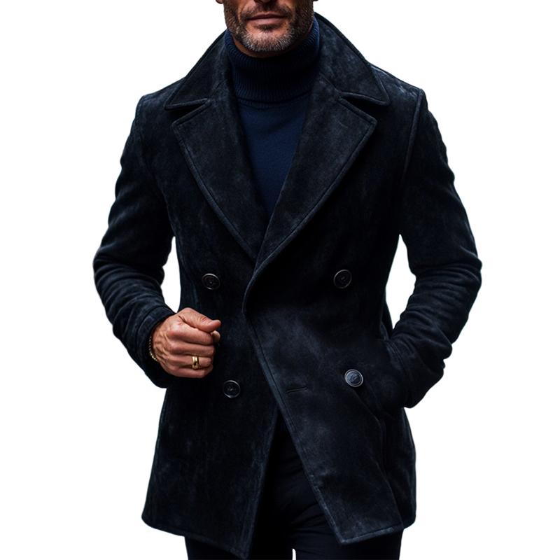 Men's Fashion Solid Notch Lapel Double Breasted Casual Coat 9261104464056
