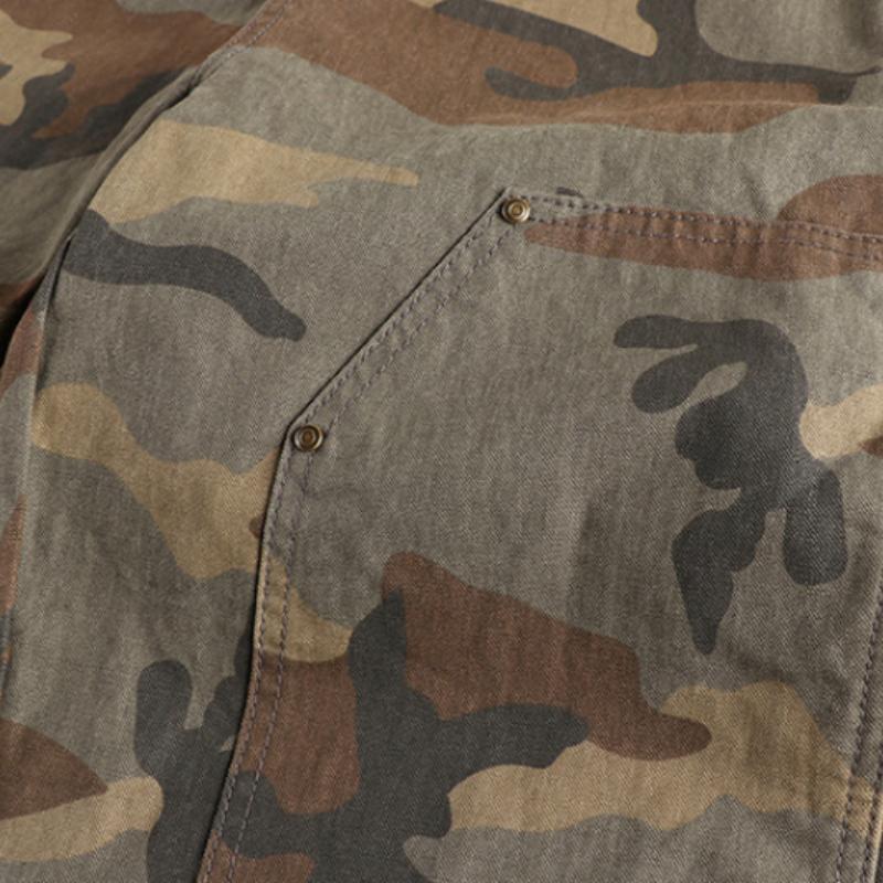 Men's Vintage Distressed Washed Camouflage Straight Cargo Pants 9261770408120