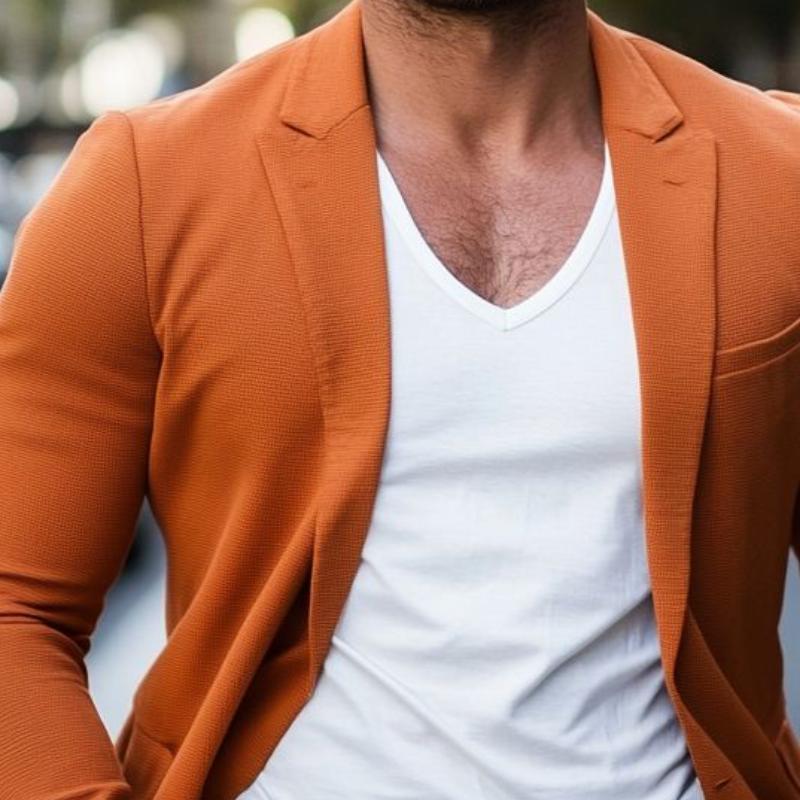 Men's Stylish Solid Color Single Button Blazer 9886817190072