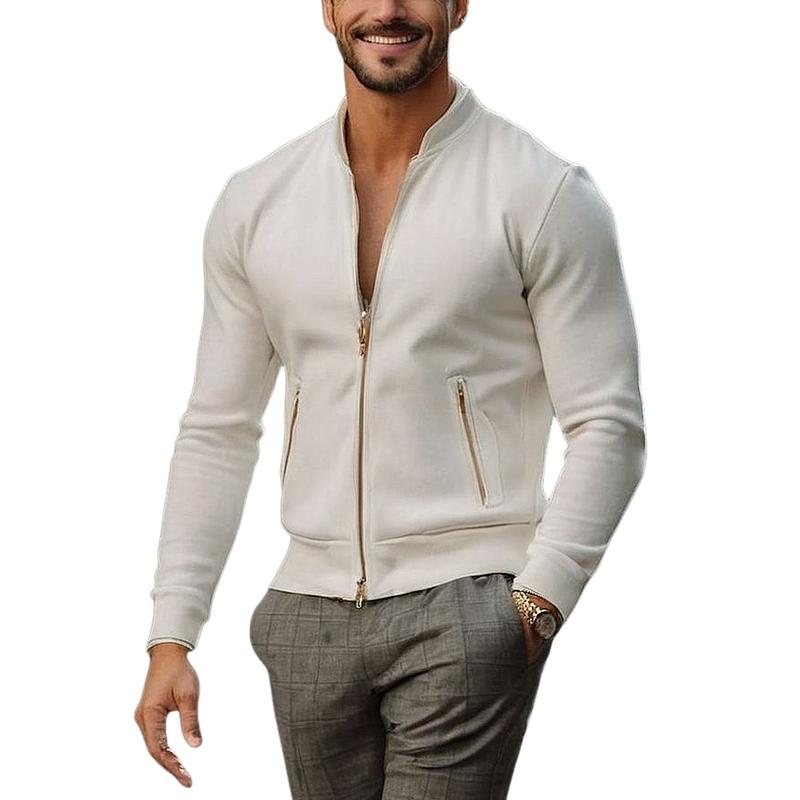 Men Fashion Casual Stand Collar Sweatshirt Jacket 9885321593016