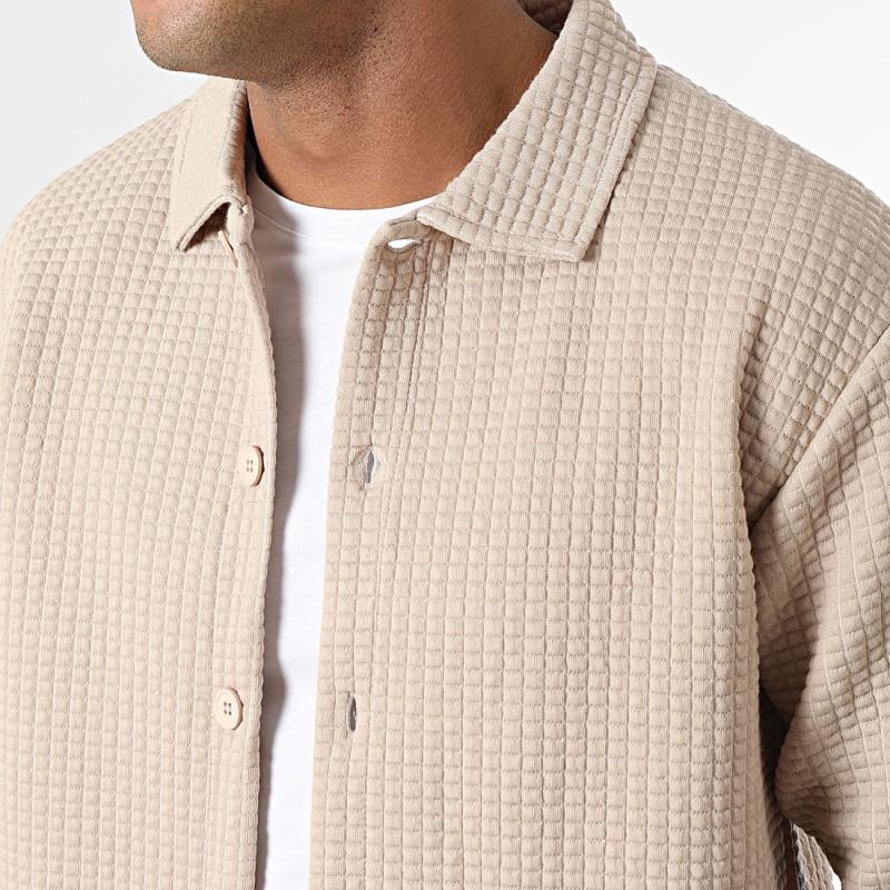 Men's Solid Waffle Jacket and Pants Set 9260834291896