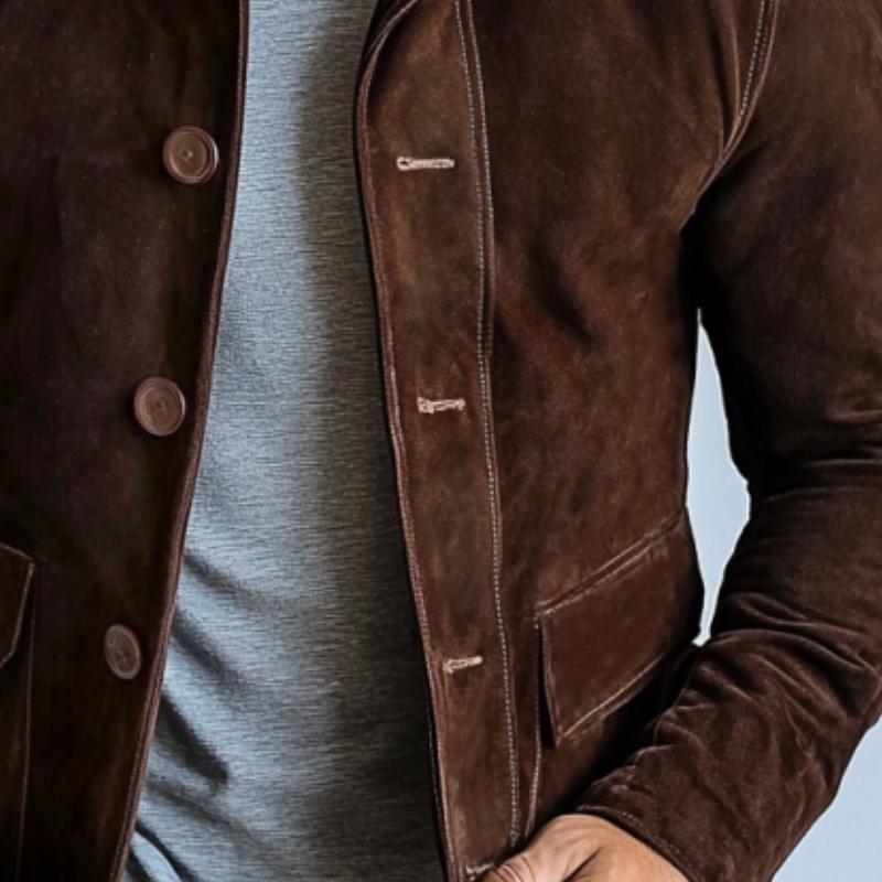 Men's Vintage Suede Single Breasted Lapel Jacket 9877643395256
