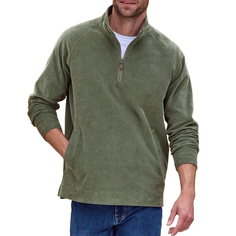 Men's Fashion Solid Color Stand Collar Raglan Sleeve Casual Sweatshirt 9886818926776