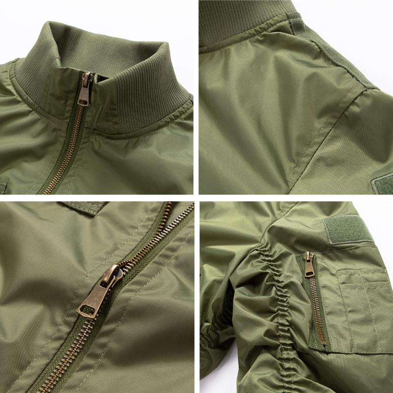 Men's Casual Stand Collar Zipper Multi-pocket Work Bomber Jacket 9261088800952