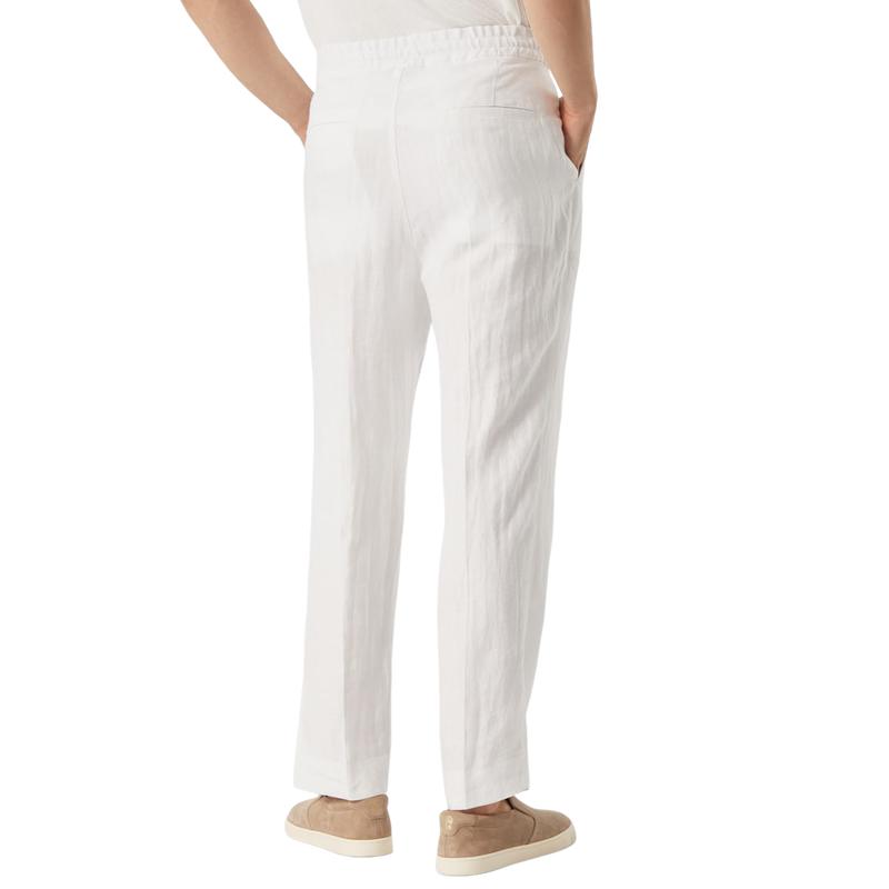 Men's Loose Drawstring Elastic Waist Linen Casual Pants 9890061975736
