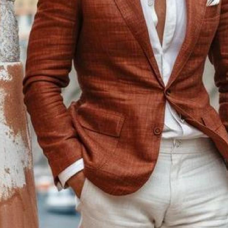Men's Classic Casual Single Breasted Linen Blazer 9273157124280