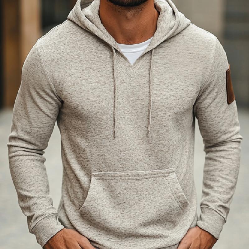 Men's Casual Cotton V-Neck Slim Fit Kangaroo Pocket Hoodie 9271920656568