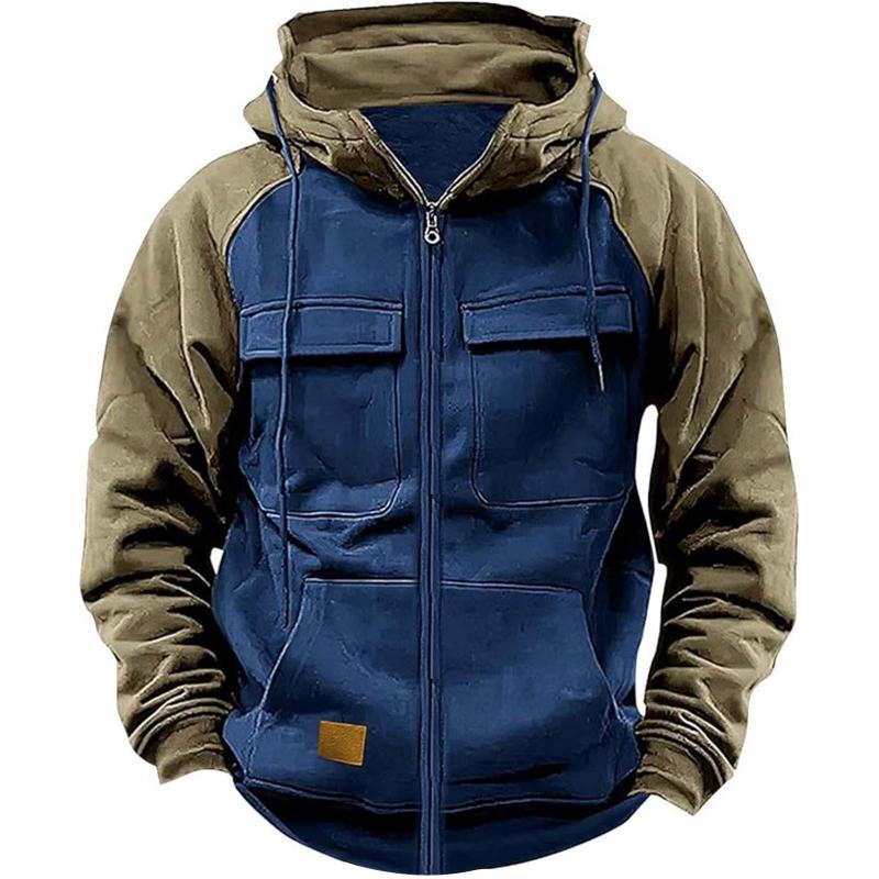 Men's Casual Colorblock Raglan Sleeve Hooded Sweatshirt Jacket 9261082181816