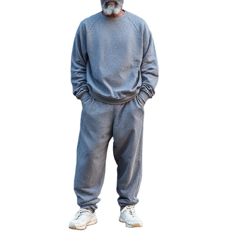 Men's Classic Casual Round Neck Pullover Sweatshirt and Casual Pants Two-piece Set 9274152353976