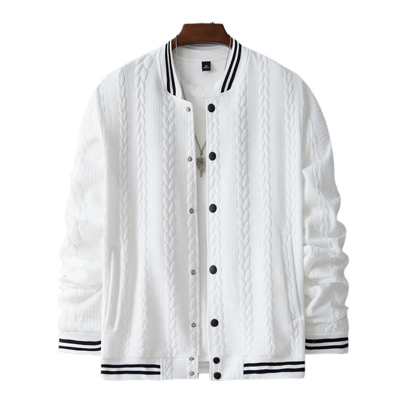 Men's Casual Stand Collar Jacquard Loose Single-breasted Baseball Jacket 9261087981752