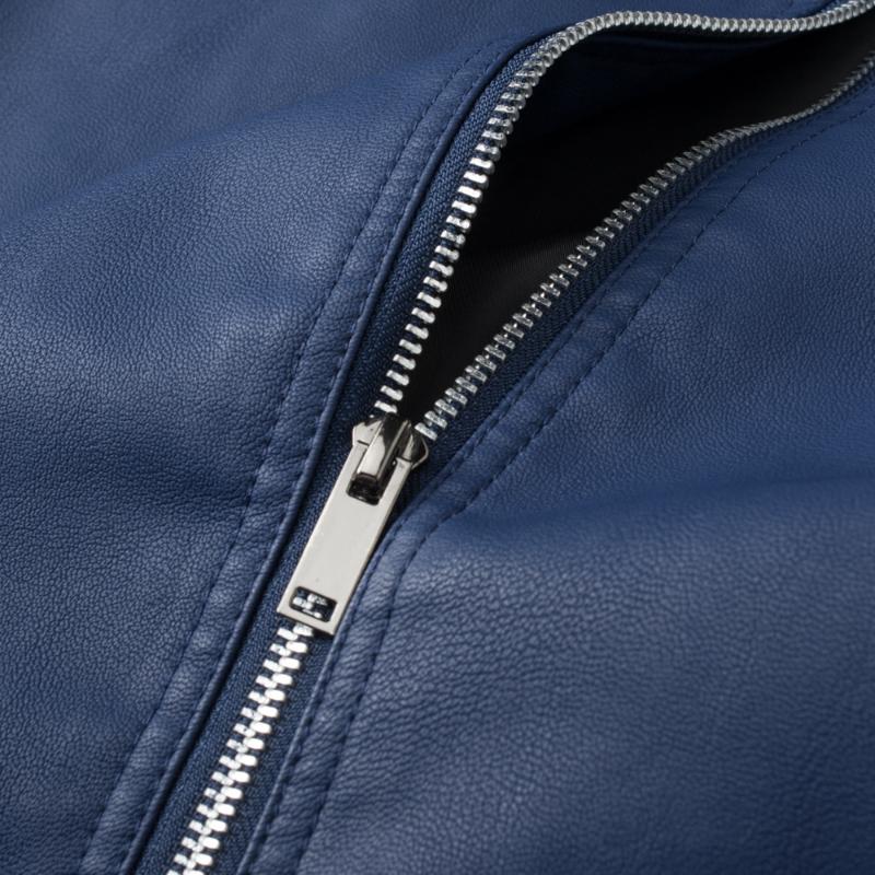 Men's Biker Collar Zip-Up Leather Jacket 9261086507192