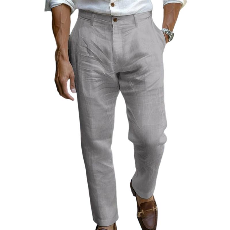 Men's Linen Button Solid Color Breathable Pants 9271921017016