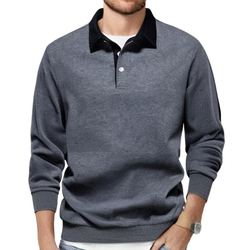 Men's Classic Casual Long Polo Neck Long Sleeve Sweatshirt 9268189561016