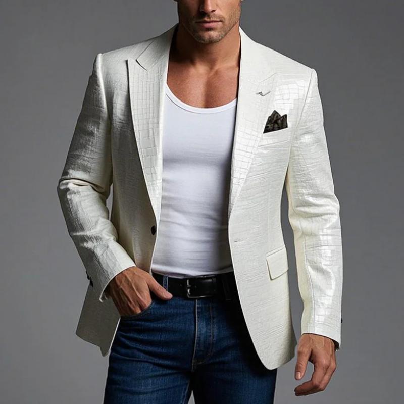 Men's Fashion Stone Pattern Single Breasted Leather Blazer 9886817124536