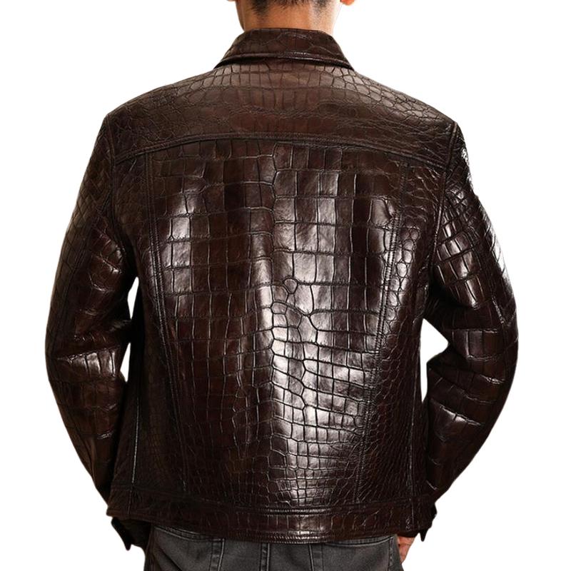 Men's Casual Lapel Croc-effect Leather Jacket 9885321330872