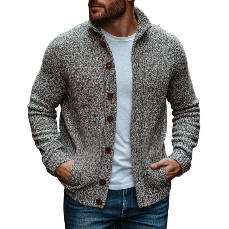 Men's Casual Stand Collar Single Breasted Loose Knitted Cardigan 9266615189688