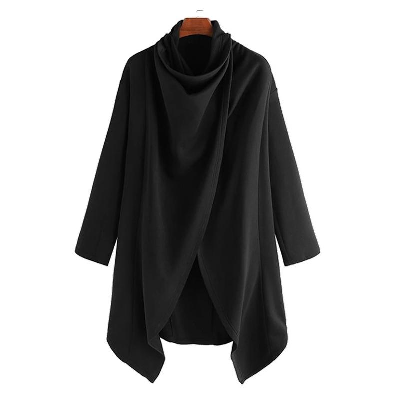 Men's Solid Gothic Style Pleated Long Sleeve Cape Coat 9261102137528