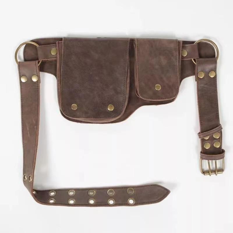 Men's Classic Vintage Adjustable PU Leather Belt Shoulder Bag 9262189576376