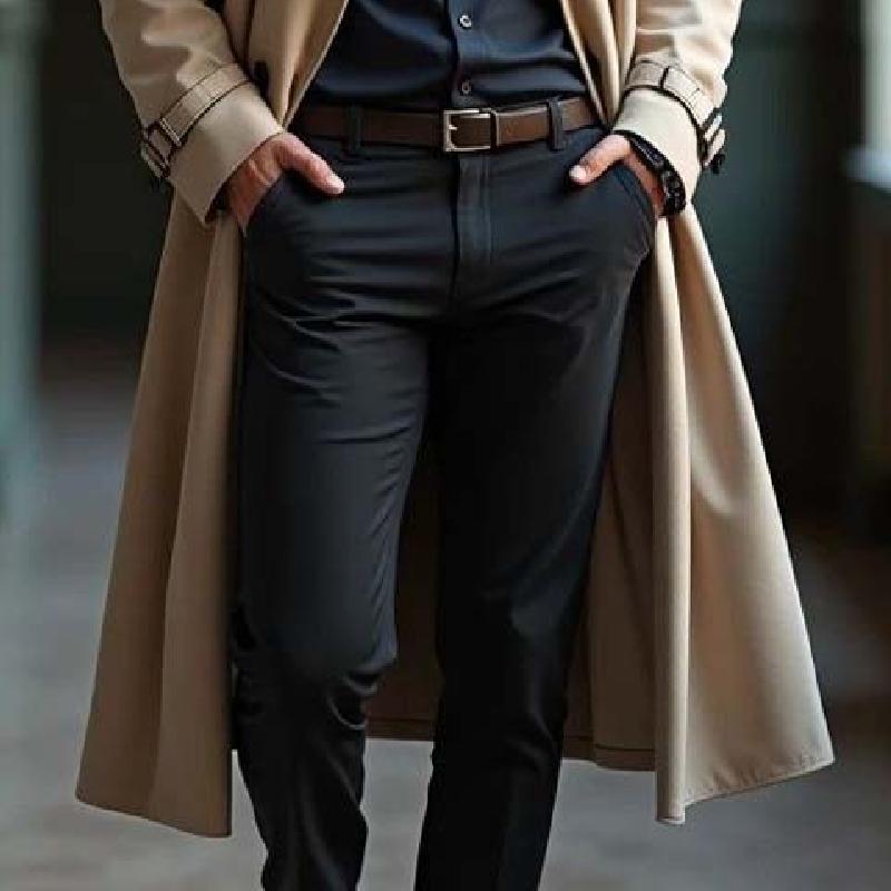 Men's Classic Vintage Double Breasted Multi-Length Knee-Length Trench Coat 9266614370488
