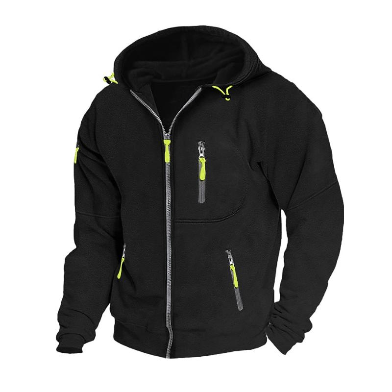 Men's Casual Sports Multi-pocket Zipper Loose Hooded Jacket 9261092929720