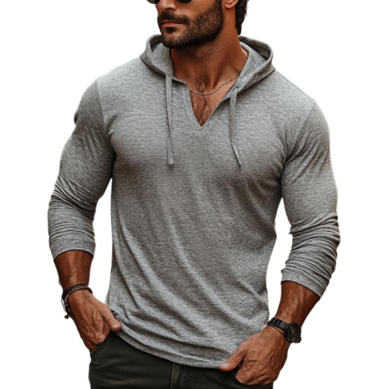 Men's Classic Casual Hooded Slim Fit Bamboo Cotton Long Sleeve T-Shirt 9890062205112