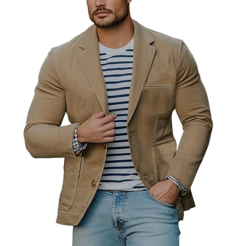 Men's Casual Multi-Pocket Lapel Blazer Jacket 9261086212280