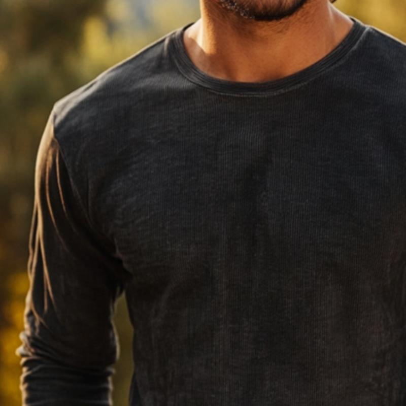 Men's Retro Casual Printed Round Neck Long Sleeve T-Shirt 9887363268792