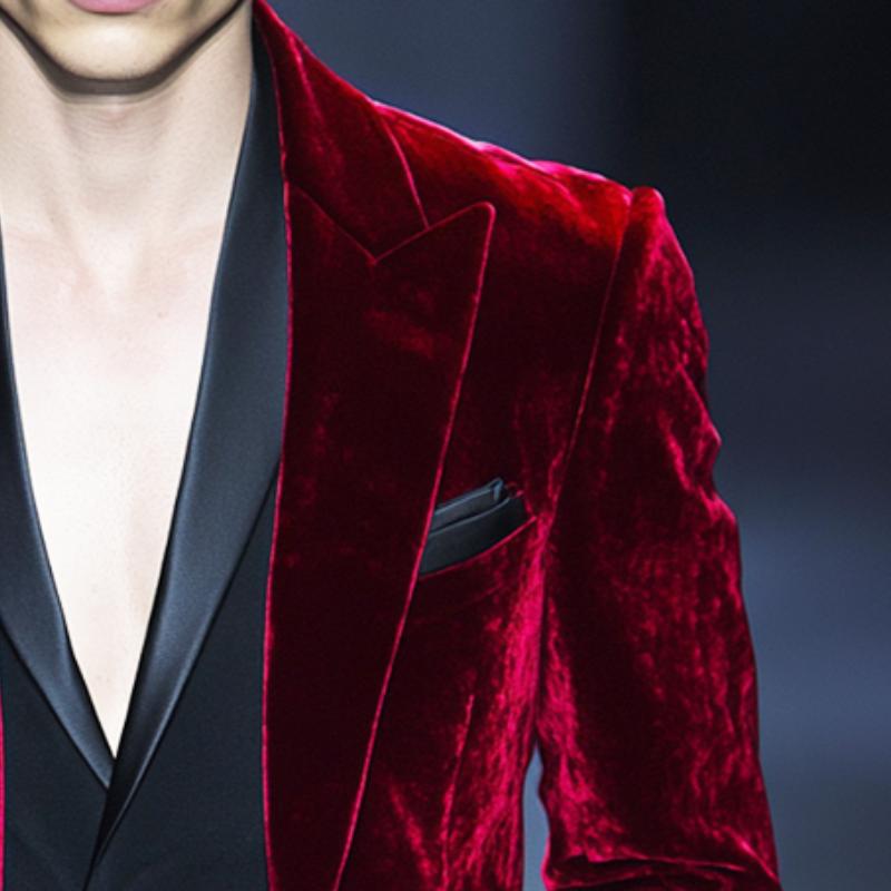 Men's Vintage Casual Red Velvet Single Breasted Blazer 9873517314232