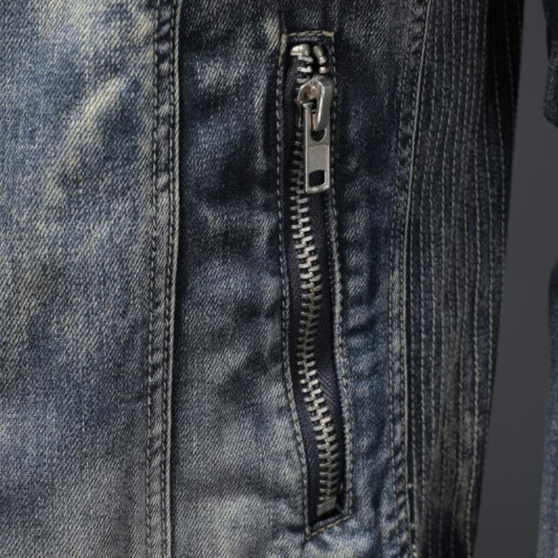 Men's Vintage Stand Collar Zipper Jacket Cycling Motorcycle Jacket 9261087195320