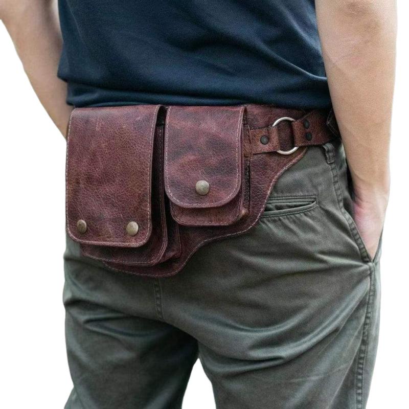 Men's Classic Vintage Adjustable PU Leather Belt Shoulder Bag 9262189576376