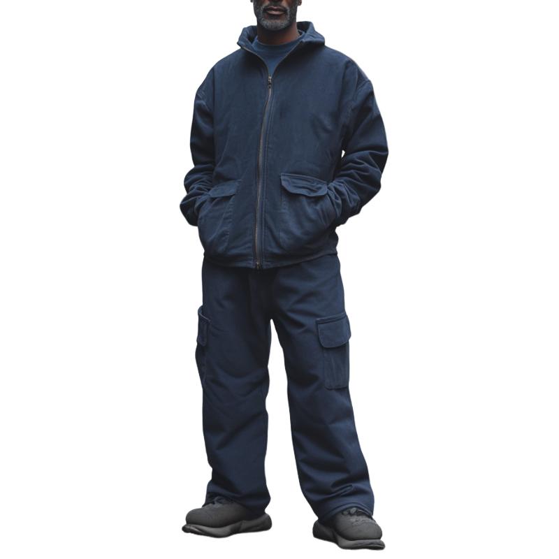 Men's Casual Multi-pocket Hoodie and Casual Pants Two-piece Set 9274150289592