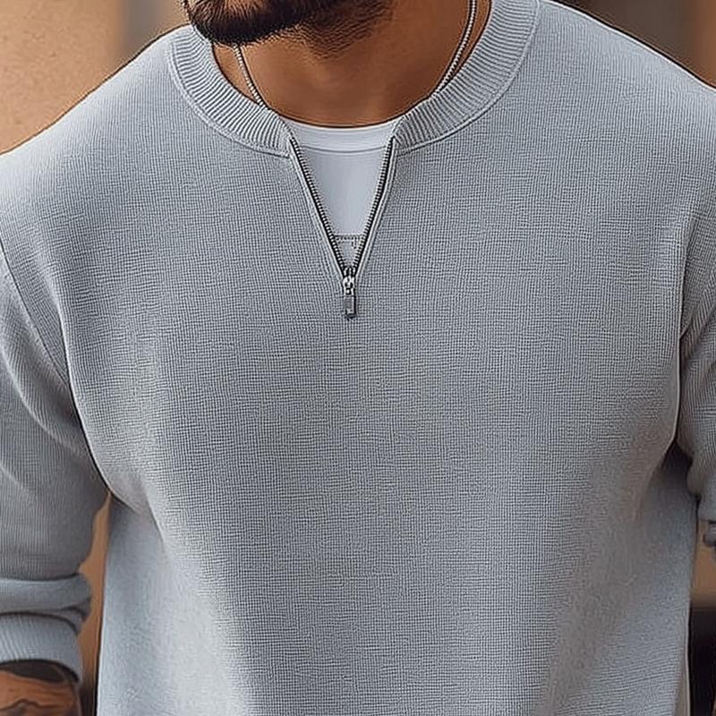 Men's Fashion Solid Color Round Neck Long Sleeve Casual Sweatshirt 9886818762936