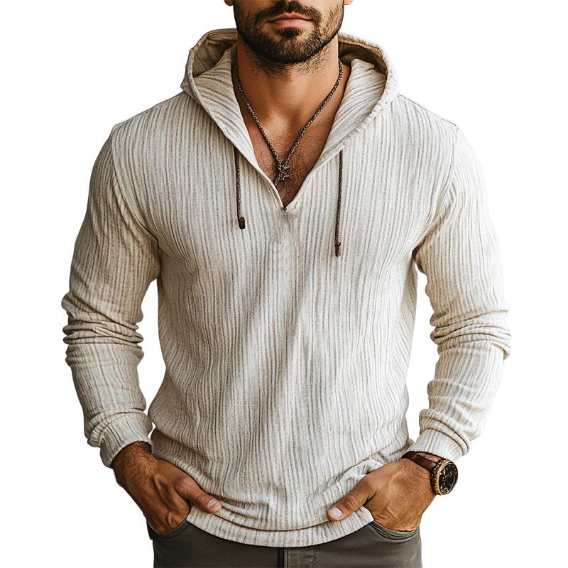 Men's Classic Casual Slim Fit Linen Hoodie 9890062434488