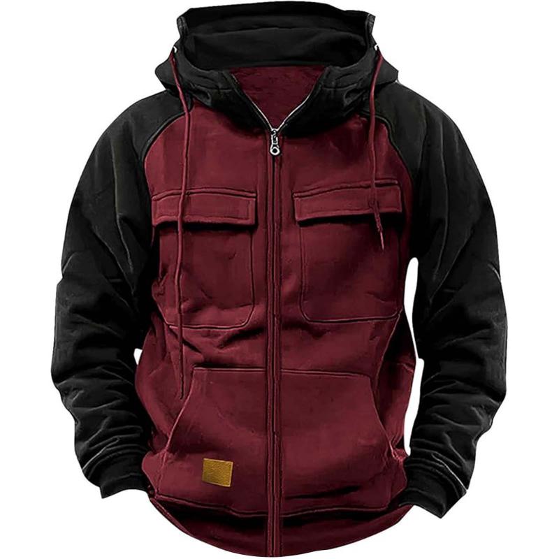 Men's Casual Colorblock Raglan Sleeve Hooded Sweatshirt Jacket 9261082181816