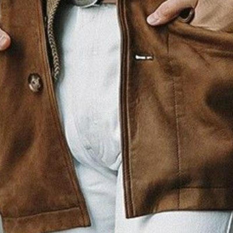 Men's Vintage Suede Lapel Multi-Pocket Slim Fit Safari Jacket 9880239702200