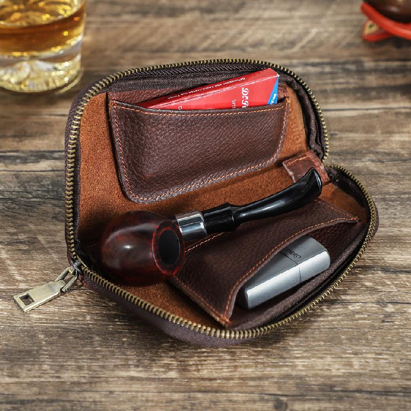 Men's Multifunctional Portable Tobacco Leather Storage Bag 9272629657784