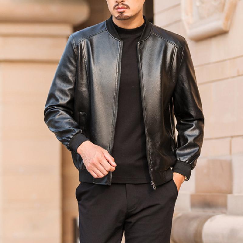 Men's Classic Casual Stand Collar Zipper Leather Jacket 9266613485752