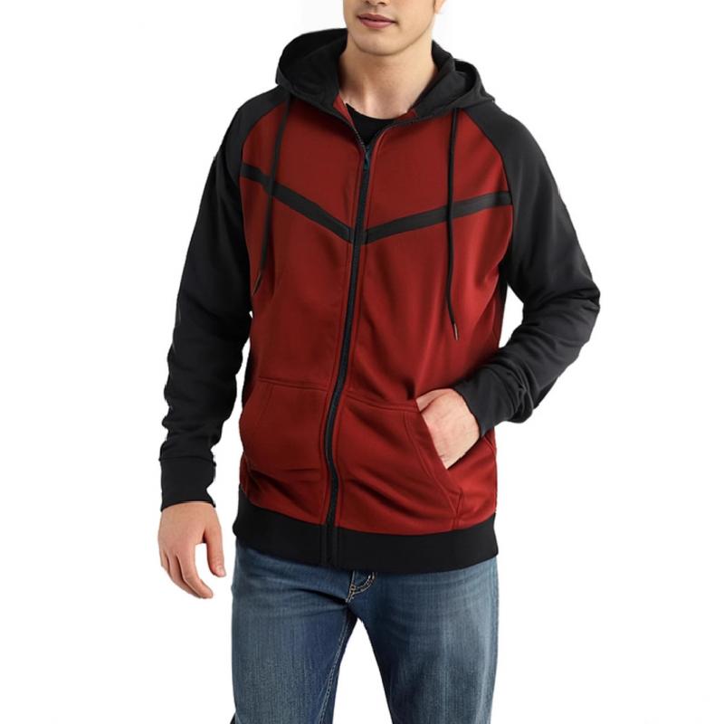 Men's Casual Color Matching Hooded Sweatshirt Jacket 9268189331640