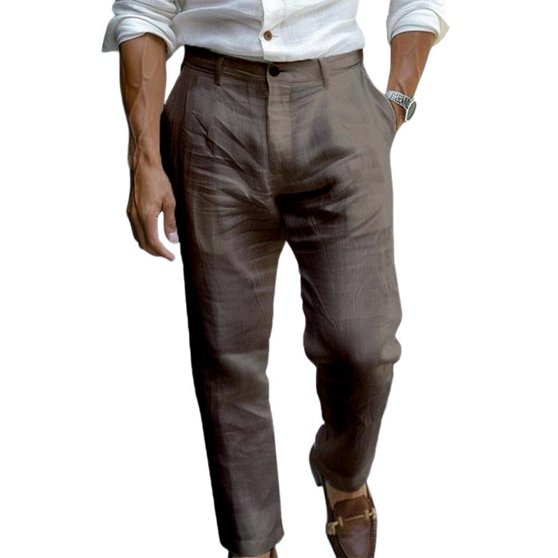 Men's Linen Button Solid Color Breathable Pants 9271921017016