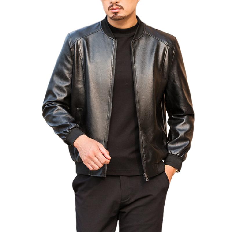 Men's Classic Casual Stand Collar Zipper Leather Jacket 9266613485752