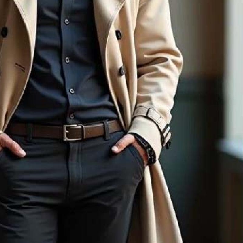 Men's Classic Vintage Double Breasted Multi-Length Knee-Length Trench Coat 9266614370488