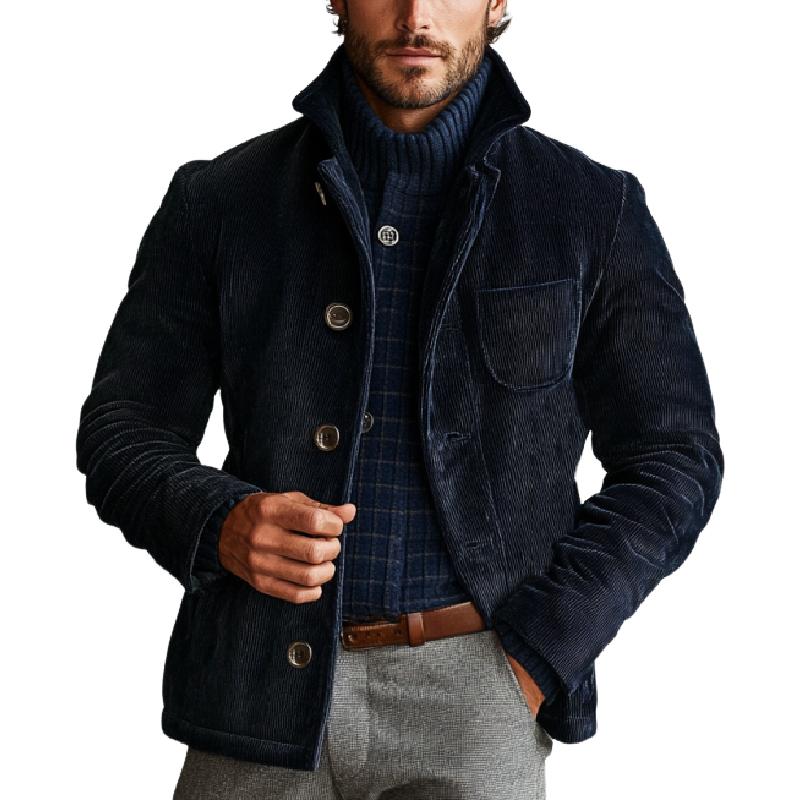 Men's Retro Corduroy Single-Breasted Short Jacket 9266615025848